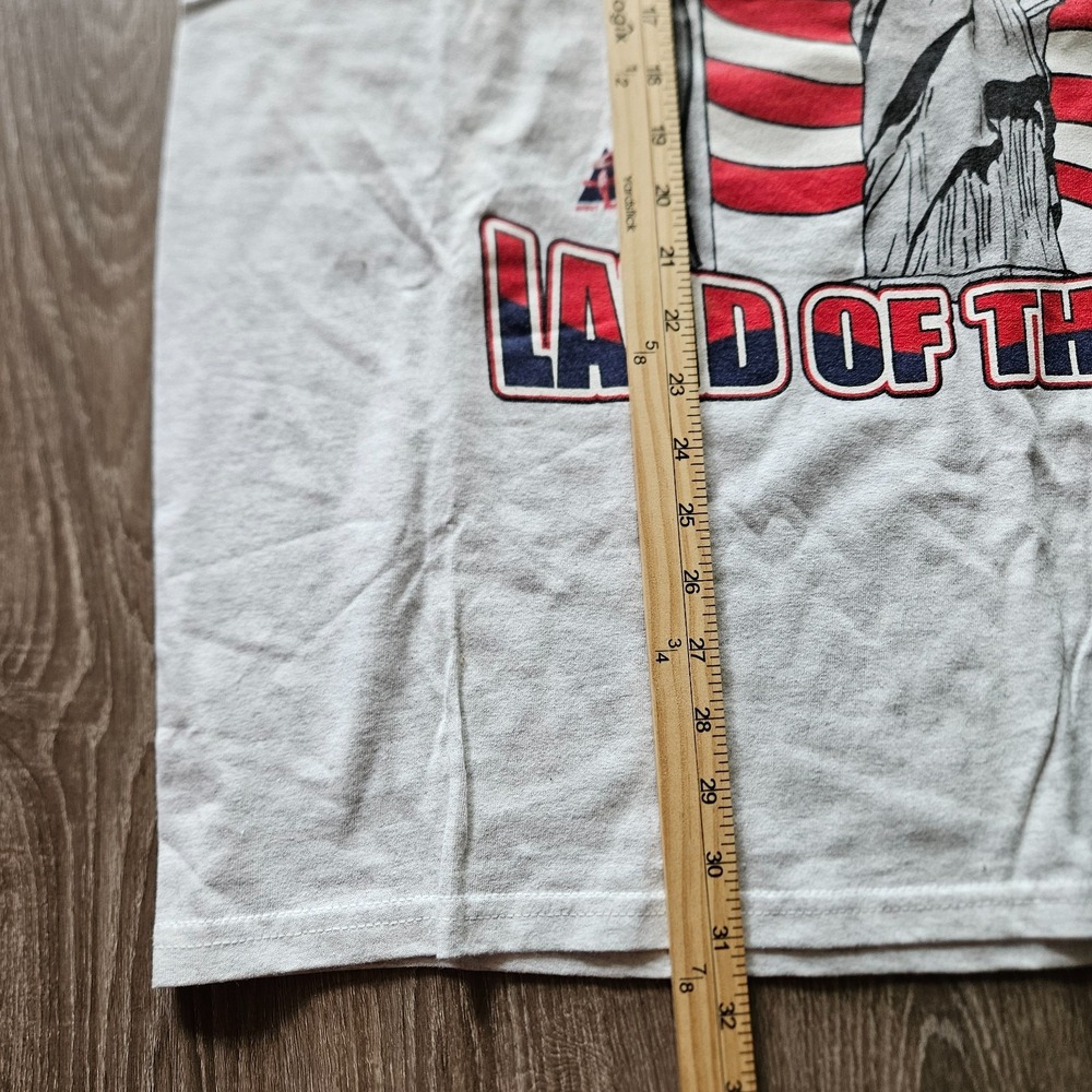 Vintage Y2K God Bless America T Shirt XXL USA Flag Statue Liberty 2XL Gray - Picture 7 of 10